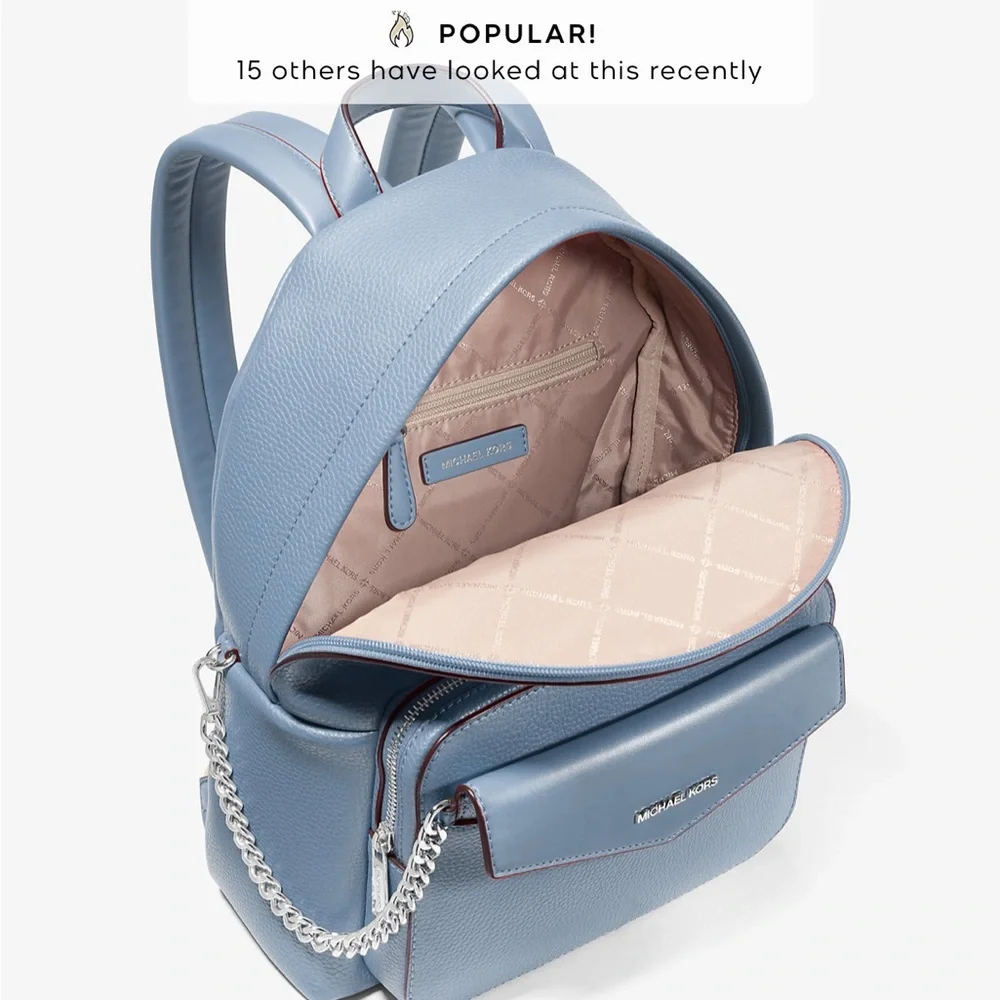 MICHAEL KORS  Maisie Medium Pebbled Leather 2-in-1 Backpack Denim  NWT